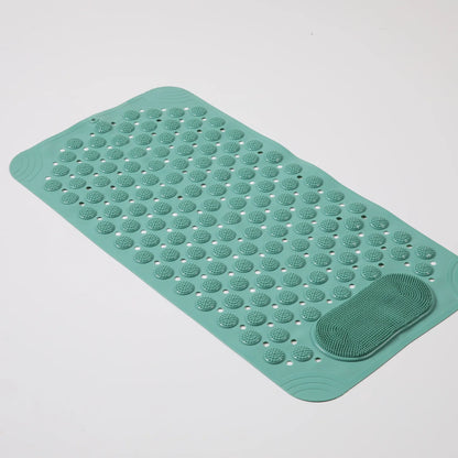 Non-Slip Shower Mat with Strong Suction Cups & Drain Holes | Foot Massage Bath Mat