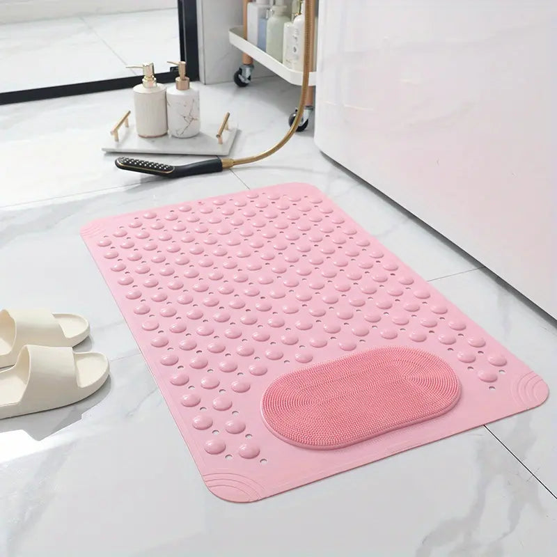 Non-Slip Shower Mat with Strong Suction Cups & Drain Holes | Foot Massage Bath Mat