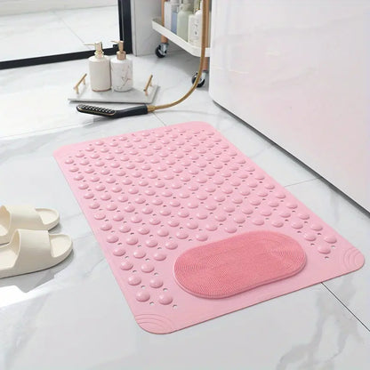 Non-Slip Shower Mat with Strong Suction Cups & Drain Holes | Foot Massage Bath Mat