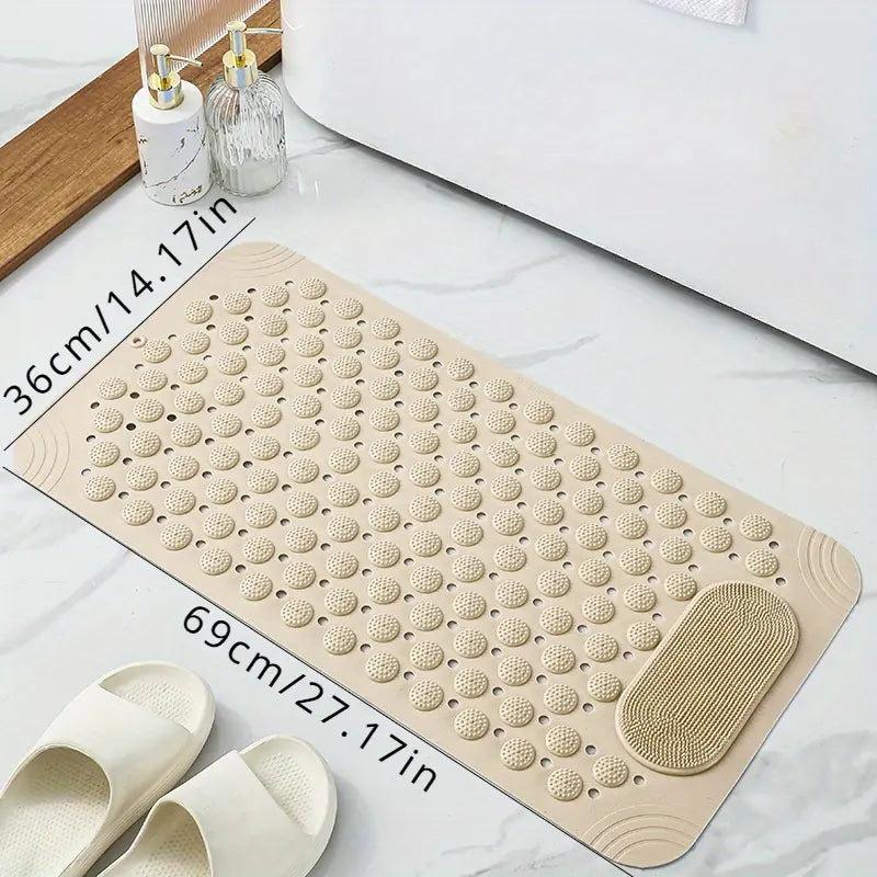 Non-Slip Shower Mat with Strong Suction Cups & Drain Holes | Foot Massage Bath Mat