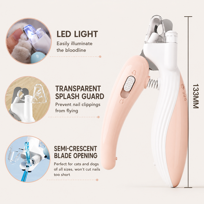 LED Pet Nail Clipper - Ergonomic Non-Slip Handle, Durable Sharp Stainless Steel Blades, Safe Guard, Quick Illumination LED Light, Secure Lock, 0.24"-0.24 Inches Nail Fit, Pet Grooming Tool for Dog & Cat Home Use