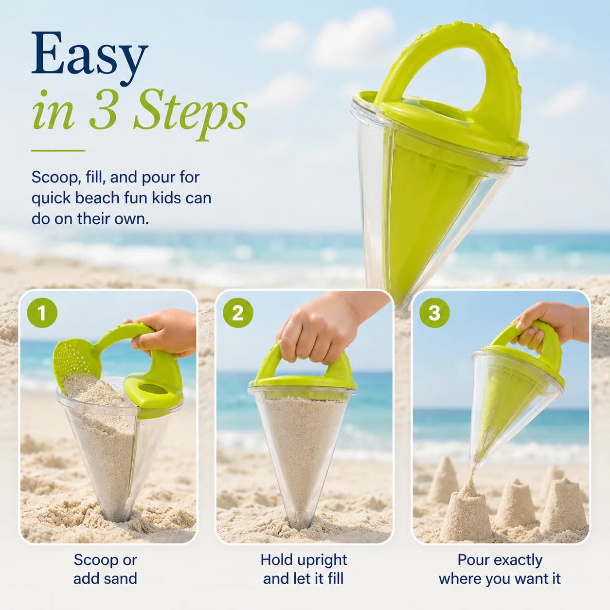 🔥🏖️ Kids Beach Sand Funnel Toy for Drawing and Pouring
