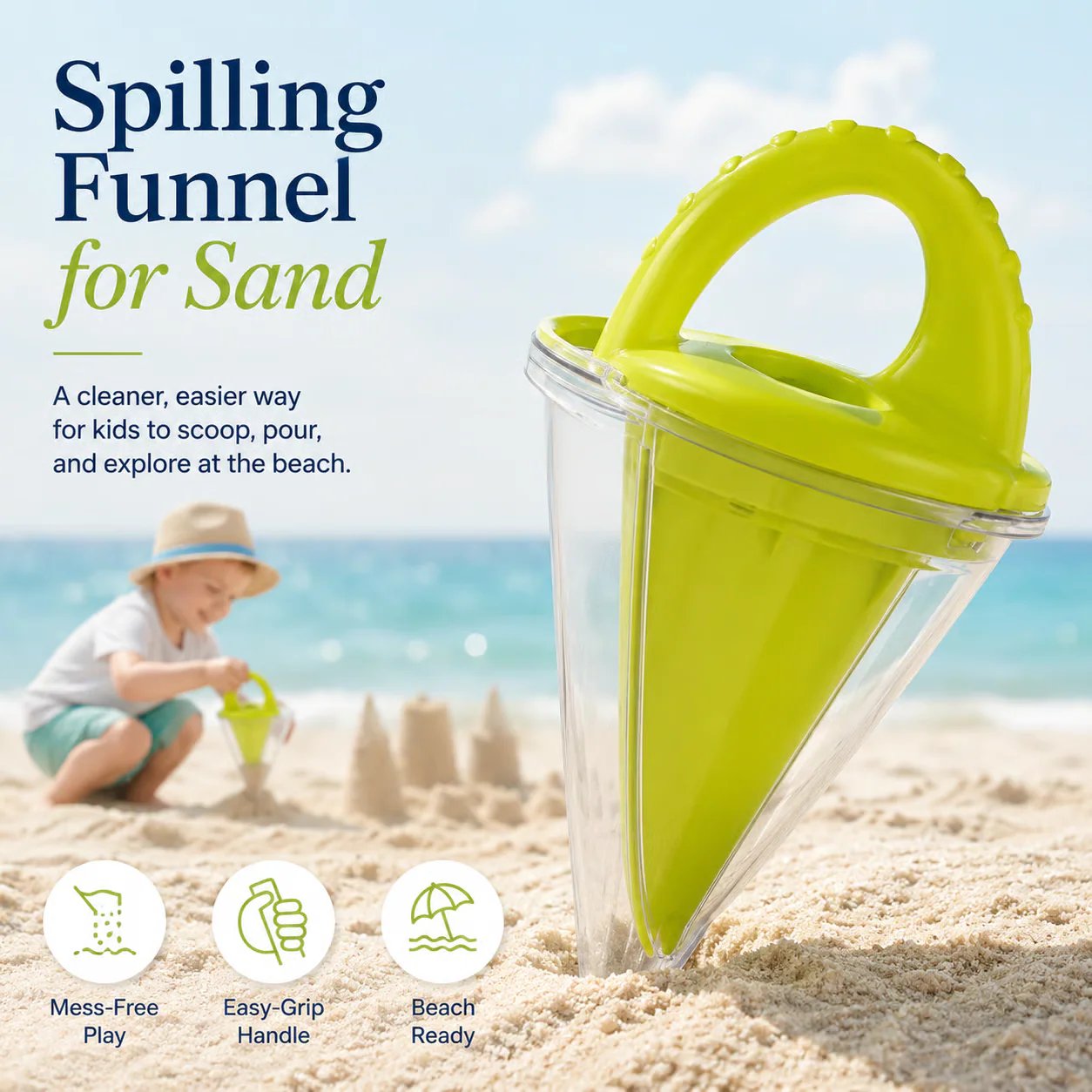 🔥🏖️ Kids Beach Sand Funnel Toy for Drawing and Pouring