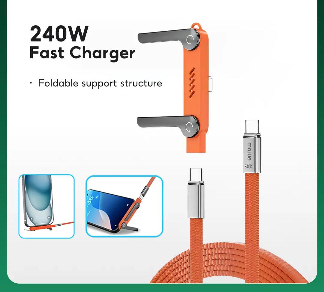 ⚡️240w super fast charging📱Invisible Holder Charger Cable with Stand