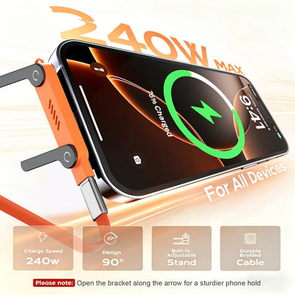 ⚡️240w super fast charging📱Invisible Holder Charger Cable with Stand