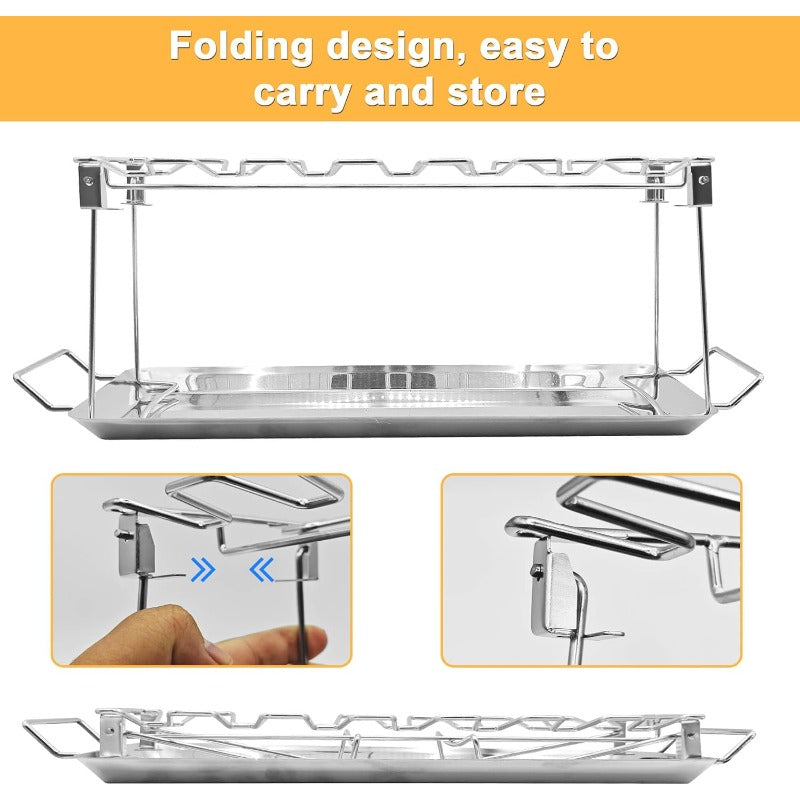 🍗 Stainless Steel Chicken Leg Rack 🔥 | BBQ Drumstick Roasting Stand with Drip Tray for Oven & Grill
