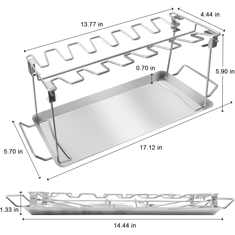 🍗 Stainless Steel Chicken Leg Rack 🔥 | BBQ Drumstick Roasting Stand with Drip Tray for Oven & Grill