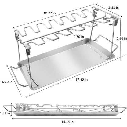 🍗 Stainless Steel Chicken Leg Rack 🔥 | BBQ Drumstick Roasting Stand with Drip Tray for Oven & Grill