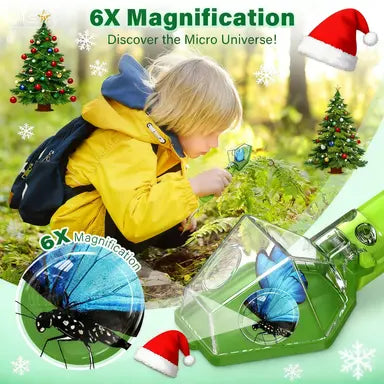 Bug Catcher for Kids, Insect Trap Kit with 6X Magnifier, STEM Educational Exploration Toys Gifts for Adult and Boys Girls, Catch Ladybugs, Butterflies, Dragonflies, Spider, Green
