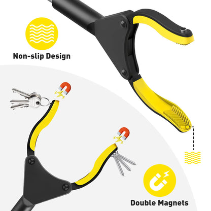 🦾 Extra-Long Grabber Tool | 360° Rotating Jaw, Featuring Magnetic Tip and Anti-Drop Wrist Strap