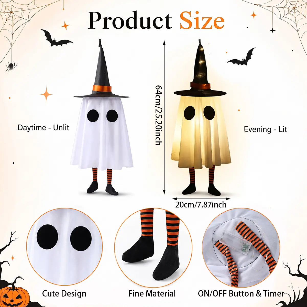 👻 3-Piece Halloween Hanging Ghost Decorations | Cute & Spooky Indoor & Outdoor Decor