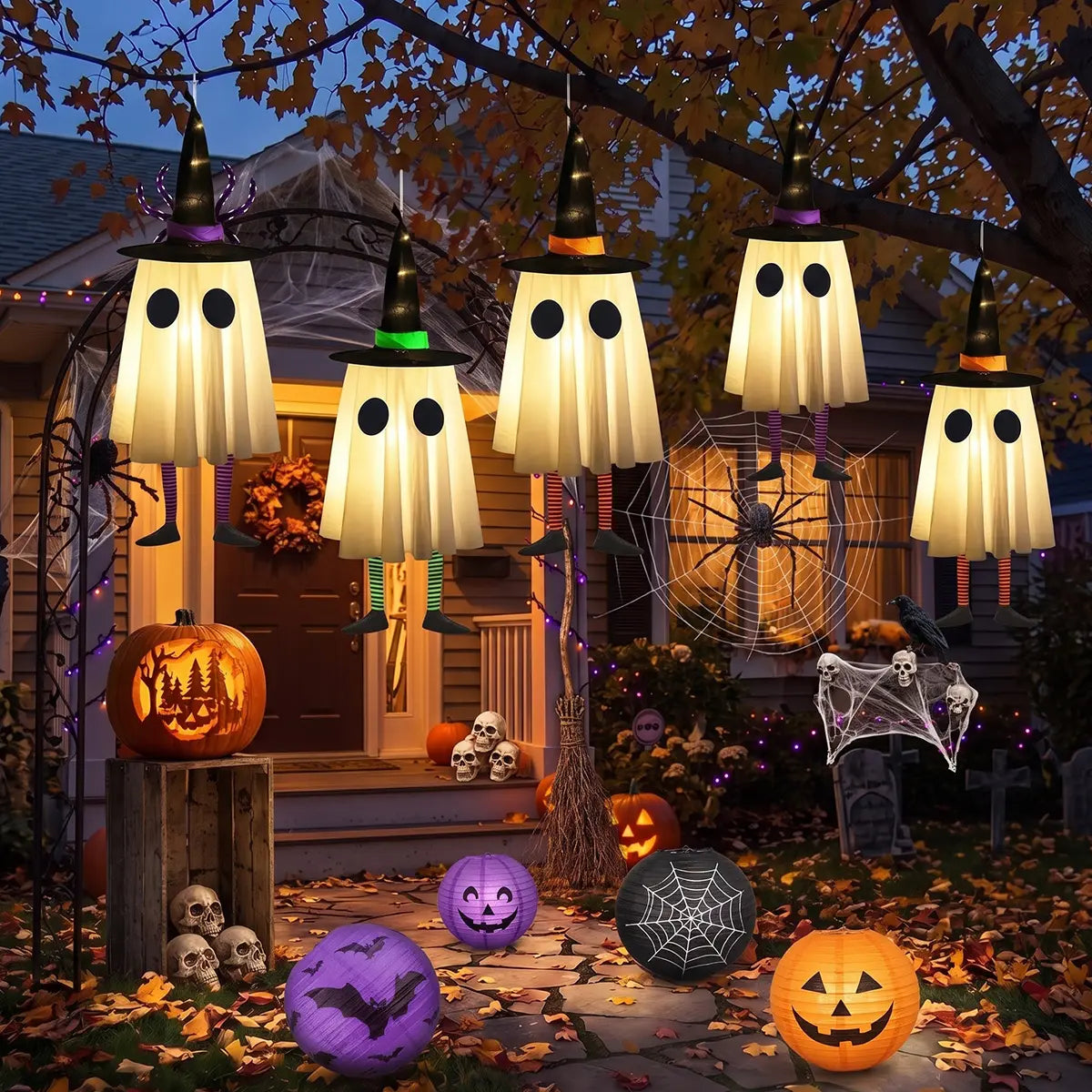 👻 3-Piece Halloween Hanging Ghost Decorations | Cute & Spooky Indoor & Outdoor Decor