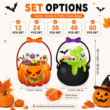 🎃 Halloween Plastic Gift Bags/Candy Bags | Suitable for Halloween parties, classrooms, and birthdays; ideal for distributing and storing treats for students, teachers, and neighbors.