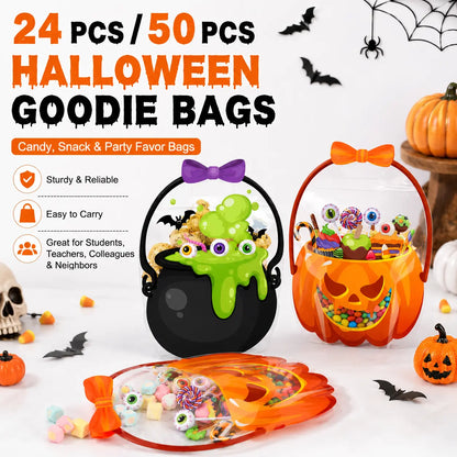 🎃 Halloween Plastic Gift Bags/Candy Bags | Suitable for Halloween parties, classrooms, and birthdays; ideal for distributing and storing treats for students, teachers, and neighbors.
