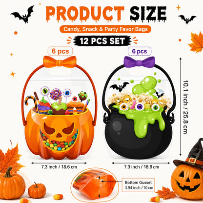 🎃 Halloween Plastic Gift Bags/Candy Bags | Suitable for Halloween parties, classrooms, and birthdays; ideal for distributing and storing treats for students, teachers, and neighbors.