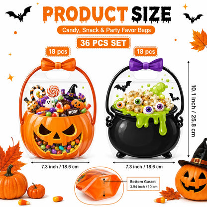 🎃 Halloween Plastic Gift Bags/Candy Bags | Suitable for Halloween parties, classrooms, and birthdays; ideal for distributing and storing treats for students, teachers, and neighbors.