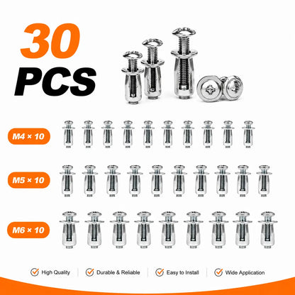 Heavy-Duty Carbon Steel Button Rivet Locking Nuts Set - Durable, Rustproof, Bolt-Compatible Industrial & Furniture Hardware for Panel Fixing, Sheet Metal Repair (M4, M5, M6 Sizes)