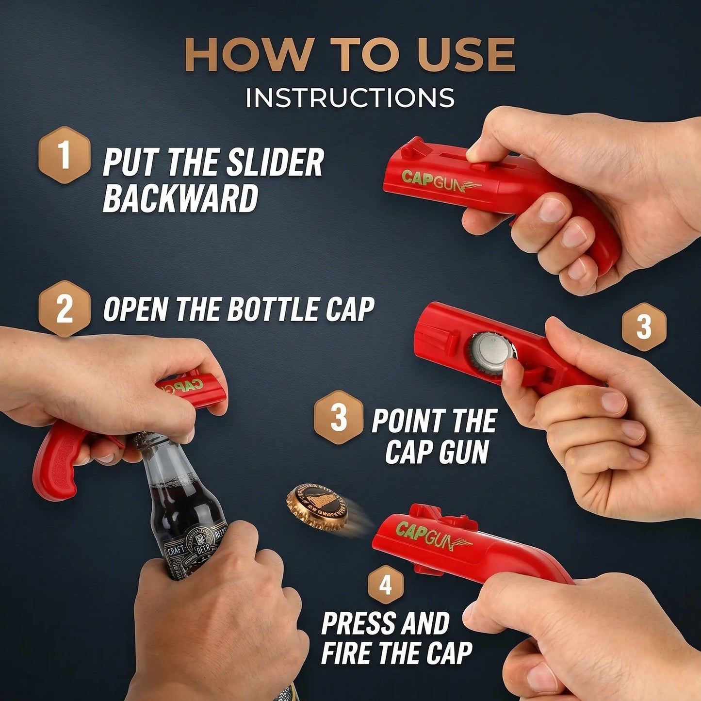 Creative Bottle Opener, Kitchen & Bar Utensils, Cool Gifts for Guys & Gifts for Him, Man Cave Gadgets for BBQ & Home Party Use