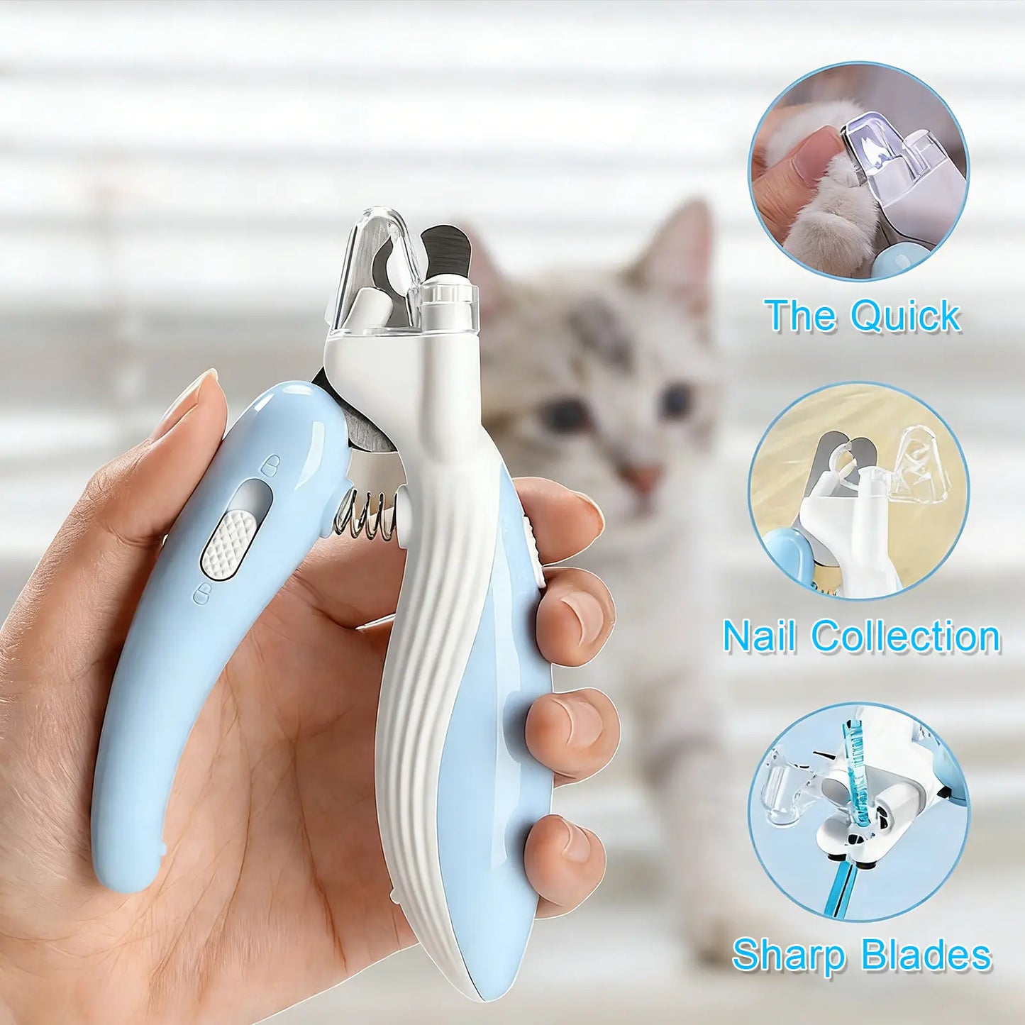 LED Pet Nail Clipper - Ergonomic Non-Slip Handle, Durable Sharp Stainless Steel Blades, Safe Guard, Quick Illumination LED Light, Secure Lock, 0.24"-0.24 Inches Nail Fit, Pet Grooming Tool for Dog & Cat Home Use