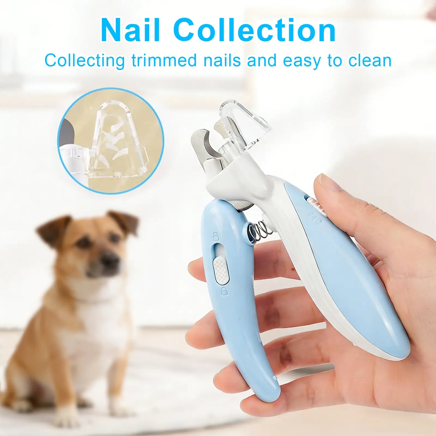 LED Pet Nail Clipper - Ergonomic Non-Slip Handle, Durable Sharp Stainless Steel Blades, Safe Guard, Quick Illumination LED Light, Secure Lock, 0.24"-0.24 Inches Nail Fit, Pet Grooming Tool for Dog & Cat Home Use