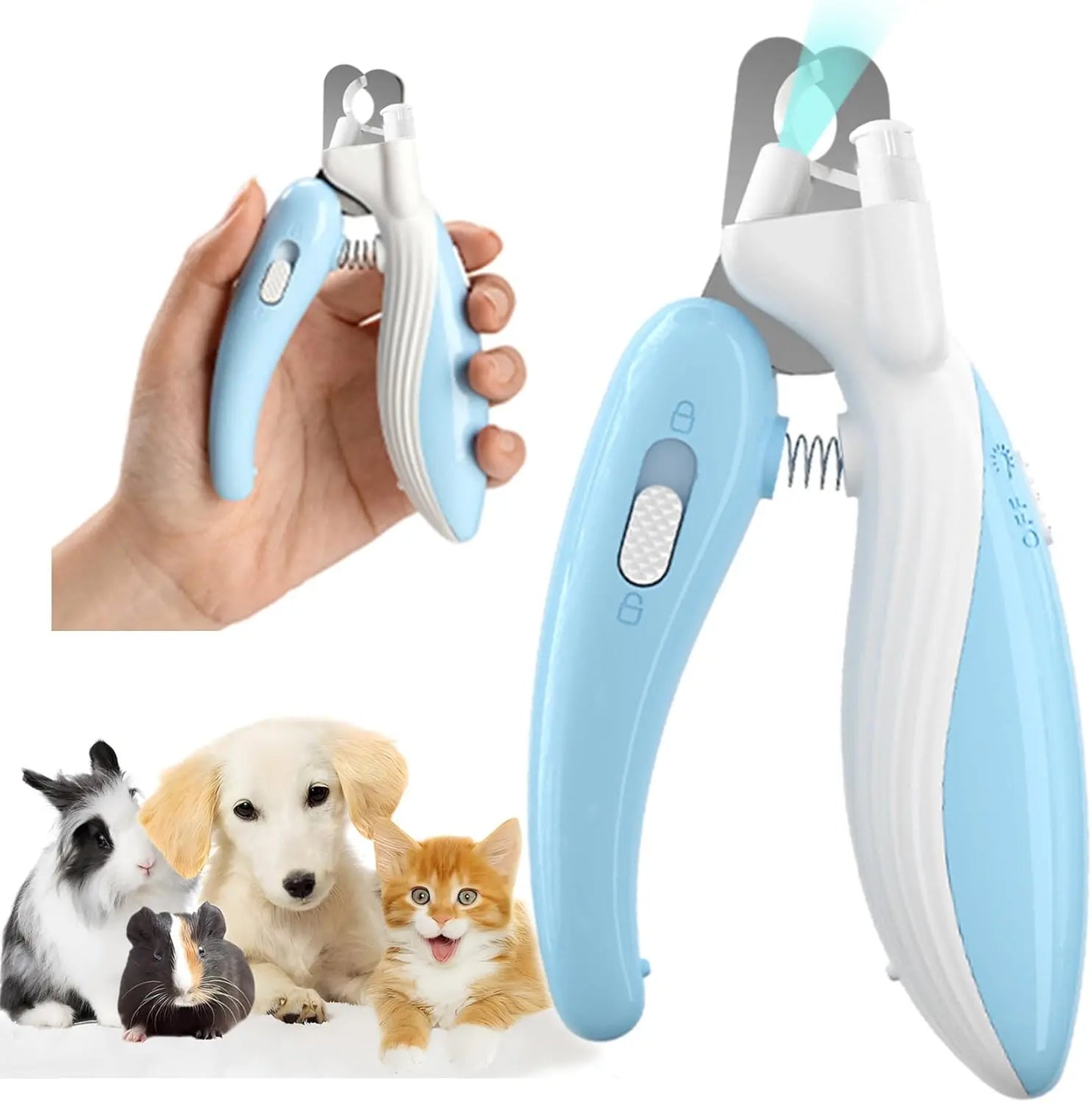 LED Pet Nail Clipper - Ergonomic Non-Slip Handle, Durable Sharp Stainless Steel Blades, Safe Guard, Quick Illumination LED Light, Secure Lock, 0.24"-0.24 Inches Nail Fit, Pet Grooming Tool for Dog & Cat Home Use