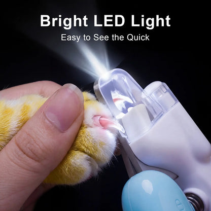 LED Pet Nail Clipper - Ergonomic Non-Slip Handle, Durable Sharp Stainless Steel Blades, Safe Guard, Quick Illumination LED Light, Secure Lock, 0.24"-0.24 Inches Nail Fit, Pet Grooming Tool for Dog & Cat Home Use