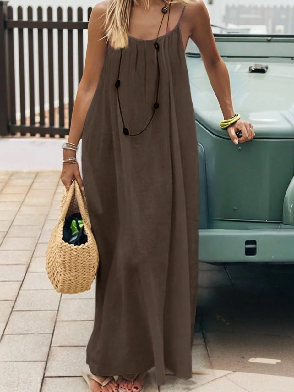 Women's Solid Color Backless Cami Dress